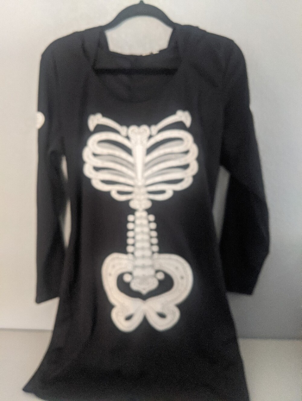 Women's Skeleton Costume Hooded Black Dress Halloween Cosplay Whimsical Goth
